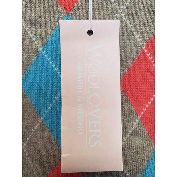 Woolovers Merino Wool/Cashmere Brown Argyle Long Sleeve Pullover Sweater S NWT - Picture 4 of 10